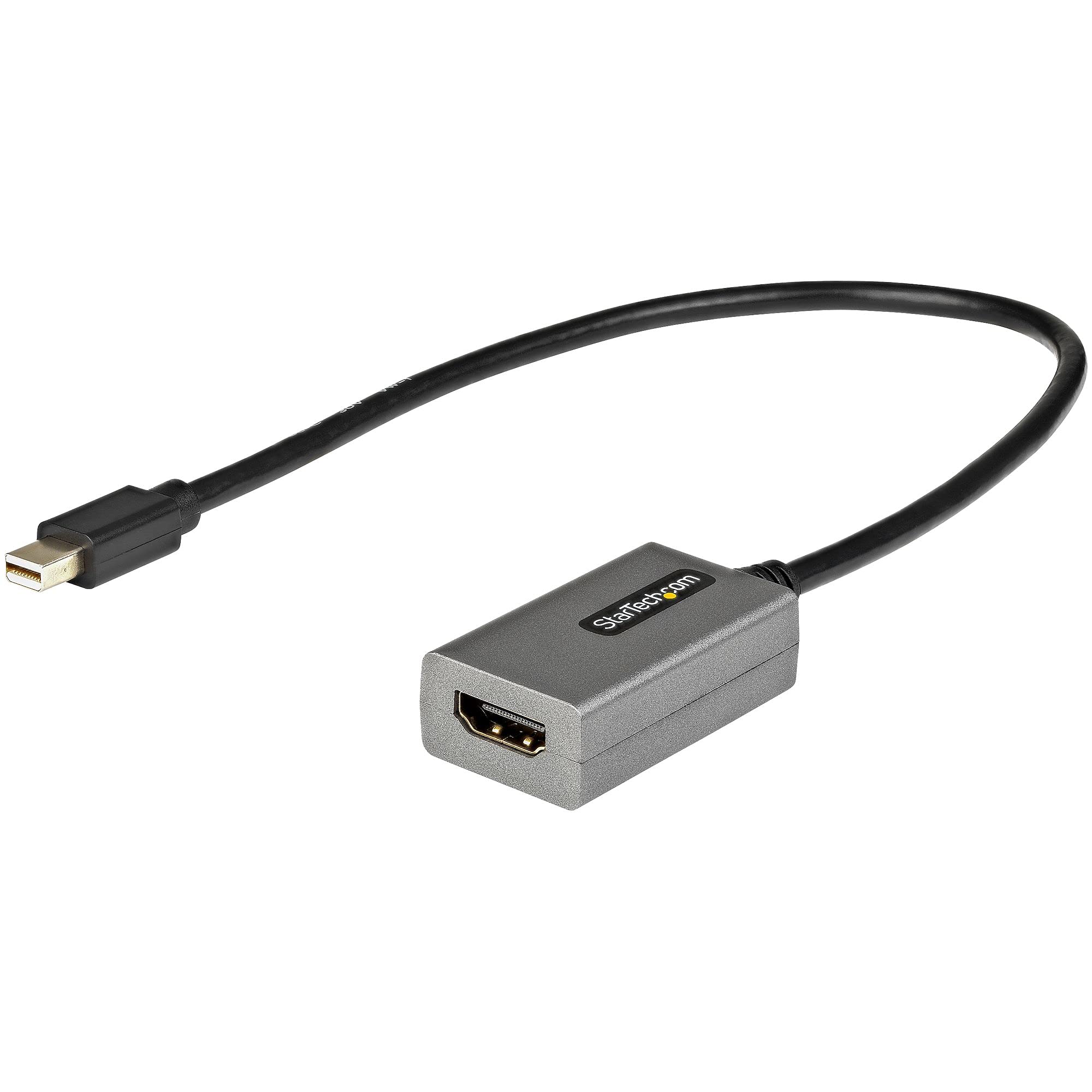 StarTech.com Mini DisplayPort to HDMI Adapter - 1080p - mDP 1.2 to HDMI Monitor/Display - Mini DP to HDMI Adapter Dongle Converter - 12" Long Attached Cable - Upgraded Version of MDP2HDMI (MDP2HDEC