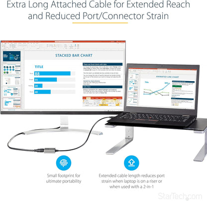 StarTech.com Mini DisplayPort to HDMI Adapter - 1080p - mDP 1.2 to HDMI Monitor/Display - Mini DP to HDMI Adapter Dongle Converter - 12" Long Attached Cable - Upgraded Version of MDP2HDMI (MDP2HDEC