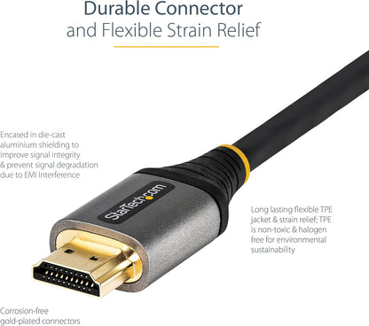 StarTech.com 10ft (3m) Premium Certified HDMI 2.0 Cable - High Speed Ultra HD 4K 60Hz HDMI Cable with Ethernet - HDR10, ARC - UHD HDMI Video Cord - For UHD Monitors, TVs, Displays - M/M (HDMMV3M