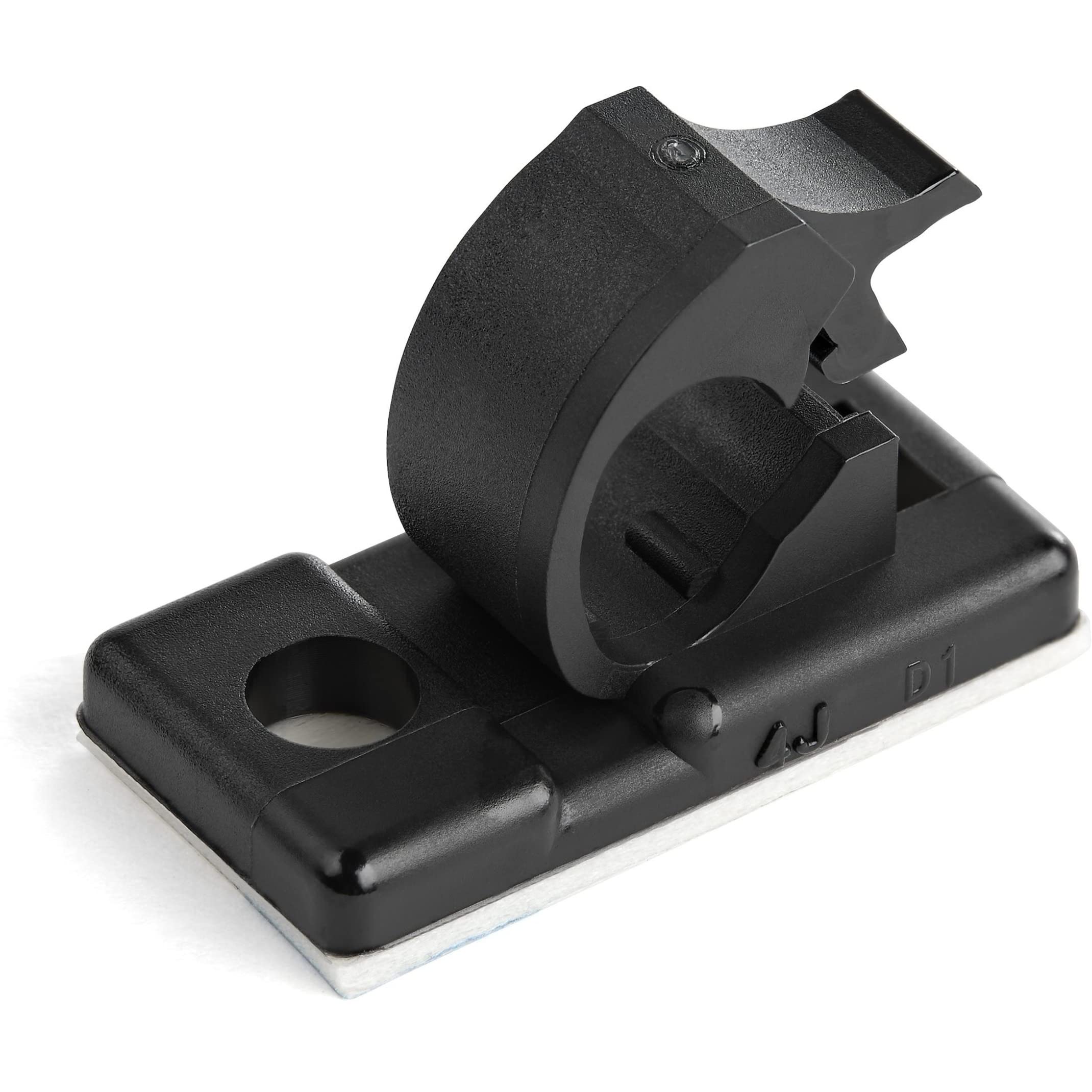 StarTech.com 100 Adhesive Cable Management Clips Black - Network/Ethernet/Office Desk/Computer Cord Organizer - Sticky Cable/Wire Holders - Nylon Self Adhesive Clamp UL/94V-2 Fire Rated (CBMCC1