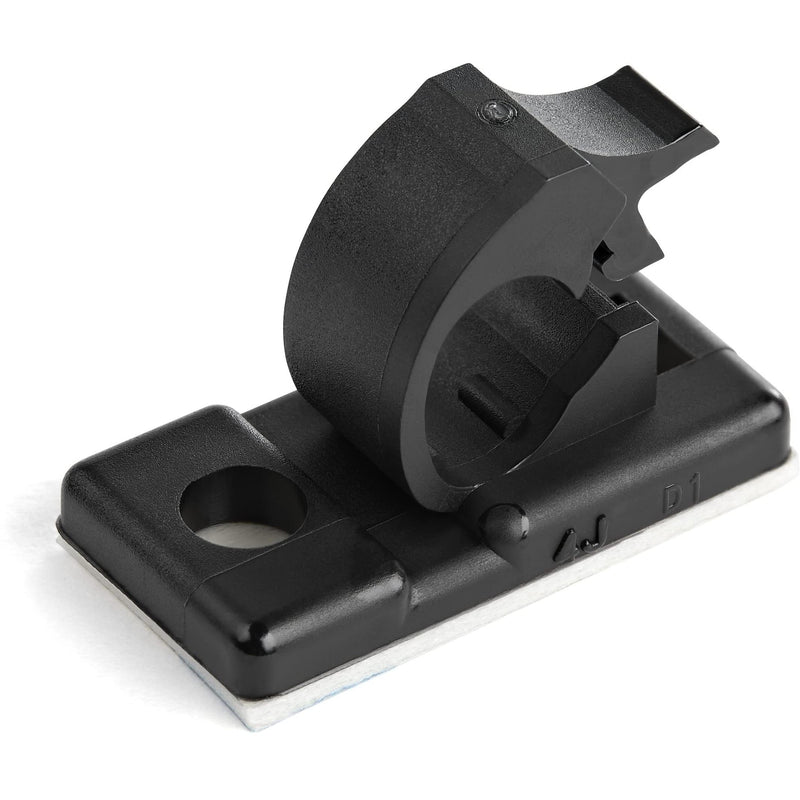 StarTech.com 100 Adhesive Cable Management Clips Black - Network/Ethernet/Office Desk/Computer Cord Organizer - Sticky Cable/Wire Holders - Nylon Self Adhesive Clamp UL/94V-2 Fire Rated (CBMCC1