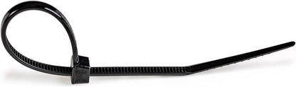 StarTech.com 4"(10cm) Cable Ties - 1/16"(2mm) wide, 7/8"(22mm) Bundle Diameter, 18lb(8kg) Tensile Strength, Nylon Self Locking Zip Ties with Curved Tip - 94V-2/UL Listed, 100 Pack - Black(CBMZT4B) Pack of 100 Black