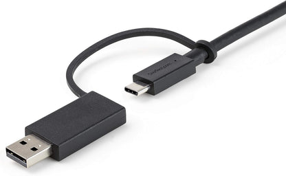StarTech.com Cable USB-C de 1m con Llave Adaptador (Dongle) a USB-A - Cable Híbrido USB Tipo C a USBC (10Gbps y PD de 100W) o USBA (5Gbps) - Ideal Para Docking Stations Híbridas (USBCCADP