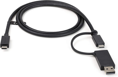 StarTech.com Cable USB-C de 1m con Llave Adaptador (Dongle) a USB-A - Cable Híbrido USB Tipo C a USBC (10Gbps y PD de 100W) o USBA (5Gbps) - Ideal Para Docking Stations Híbridas (USBCCADP