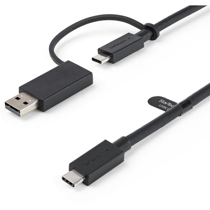 StarTech.com Cable USB-C de 1m con Llave Adaptador (Dongle) a USB-A - Cable Híbrido USB Tipo C a USBC (10Gbps y PD de 100W) o USBA (5Gbps) - Ideal Para Docking Stations Híbridas (USBCCADP