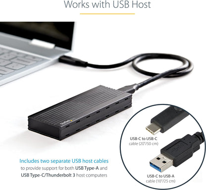 StarTech.com USB-C 10Gbps to M.2 NVMe or M.2 SATA SSD Enclosure - Portable External M.2 PCIe/SATA NGFF SSD Aluminum Case - USB Type-C & USB-A Host Cables - Supports 2230/2242/2260/2280 (SM2E1BMU31C