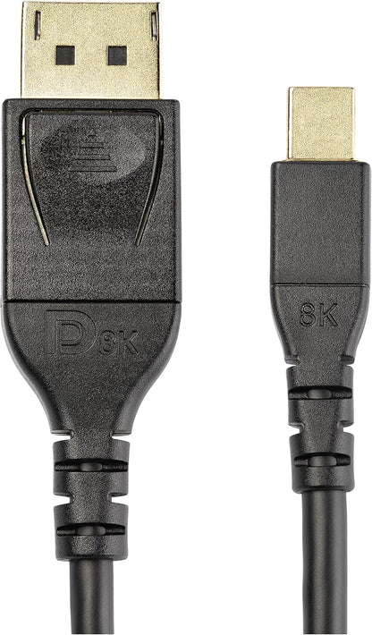 StarTech.com 6ft (2m) VESA Certified Mini DisplayPort to DisplayPort 1.4 Cable - 8K 60Hz HBR3 HDR - Super UHD mDP to DP 1.4 Cord - Slim (34 AWG) Ultra HD 4K 120Hz - Monitor/Video Cable (DP14MDPMM2MB