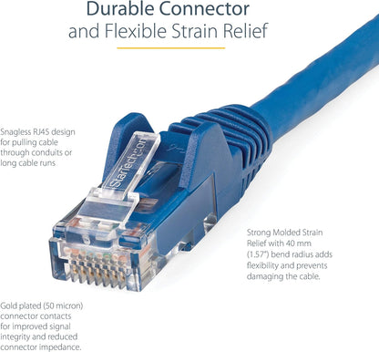 StarTech.com 1m CAT6 Ethernet Cable - LSZH (Low Smoke Zero Halogen) - 10 Gigabit 650MHz 100W PoE RJ45 UTP Network Patch Cord Snagless with Strain Relief - Blue, CAT 6, ETL Verified (N6LPATCH1MBL