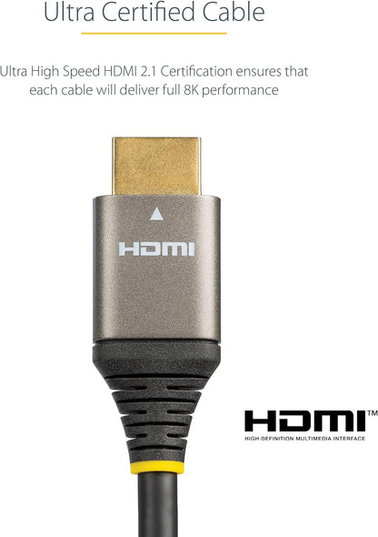 StarTech.com 3ft (1m) HDMI 2.1 Cable 8K - Certified Ultra High Speed HDMI Cable 48Gbps - 8K 60Hz/4K 120Hz HDR10+ eARC - Ultra HD 8K HDMI Cable - Monitor/TV/Display - Flexible TPE Jacket, Black