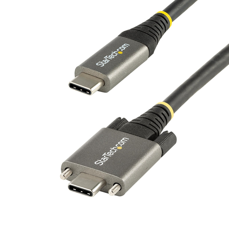 StarTech.com 20" (50cm) Side Screw Locking USB C Cable 10Gbps - USB 3.2 Gen 2 Type-C Cable - 100W (5A) Power Delivery Charging, DP Alt Mode - Dual Screw Lock - USB-C Cord Charge/Sync (USB31CCSLKV50CM