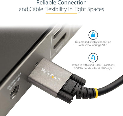 StarTech.com 20" (50cm) Side Screw Locking USB C Cable 10Gbps - USB 3.2 Gen 2 Type-C Cable - 100W (5A) Power Delivery Charging, DP Alt Mode - Dual Screw Lock - USB-C Cord Charge/Sync (USB31CCSLKV50CM
