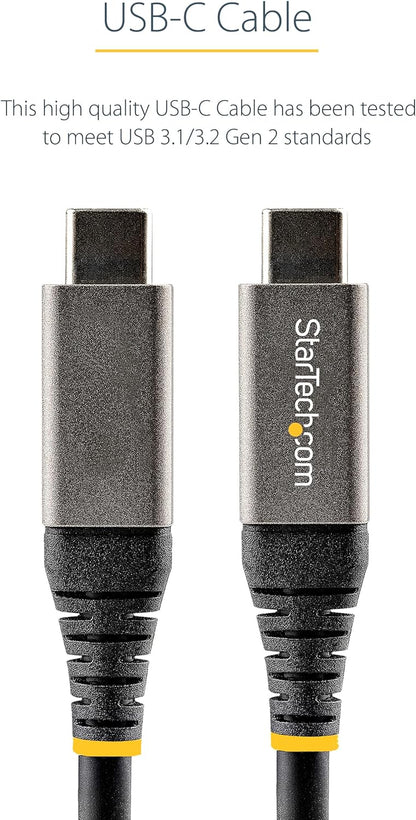 StarTech.com 20" (50cm) USB C Cable 10Gbps - USB 3.2 Gen 2 Type-C Cable - 100W (5A) Power Delivery Charging, DP Alt Mode - USB-C Cord for USB-C Laptop/Phone/Device - Charge/Sync (USB31CCV50CM