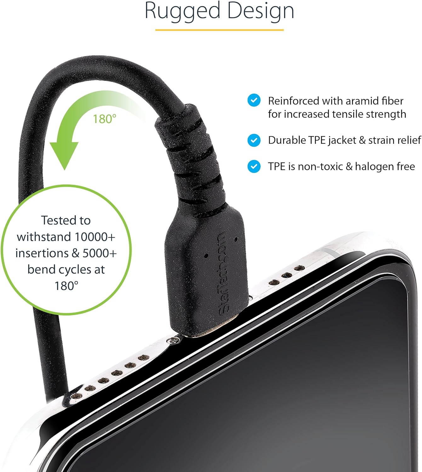 StarTech.com 1m (3ft) USB to Lightning Cable, MFi Certified, Coiled iPhone Charger Cable, Black, Durable TPE Jacket Aramid Fiber, Heavy Duty Coil Lightning Cable (RUSB2ALT1MBC