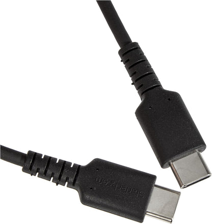 StarTech.com 20in (50cm) USB C Charging Cable, Coiled Heavy Duty Fast Charge & Sync USB-C Cable, USB 2.0 Type-C Cable, Rugged Aramid Fiber, Durable Male to Male USB Cable, Black (R2CCC-1M-USB-CABLE