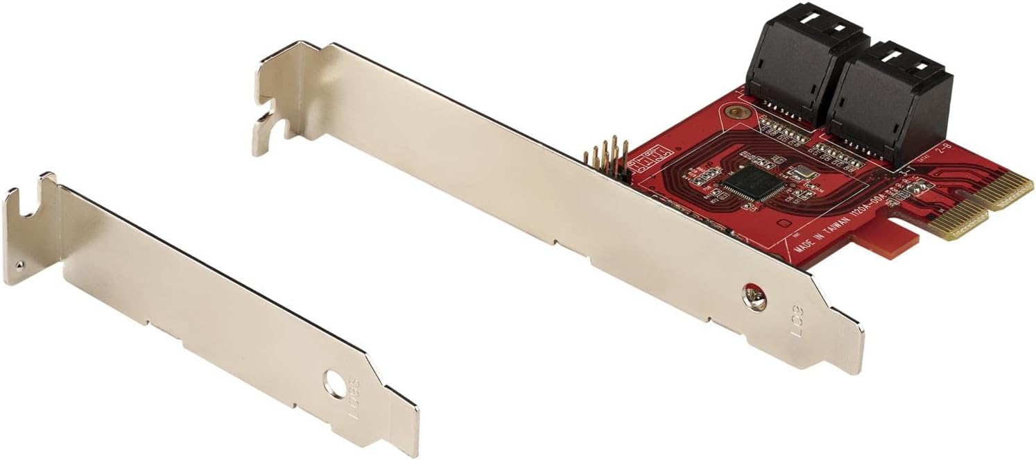 StarTech.com SATA PCIe Card - 4 Port PCIe SATA Expansion Card - 6Gbps - Low/Full Profile - Stacked SATA Connectors - ASM1164 Non-Raid - PCI Express to SATA Converter (4P6G-PCIE-SATA-CARD