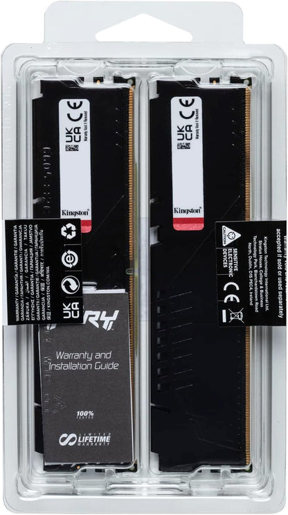 Kingston FURY Beast 32GB (2x16GB) 5600MT/s DDR5 CL40 DIMM Desktop Gaming Memory Kit of 2 - KF556C40BBK2-32