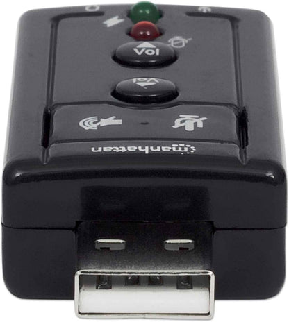 Manhattan USB-A Sound Adapter, USB-A to 3.5mm Mic-in and Audio-Out ports