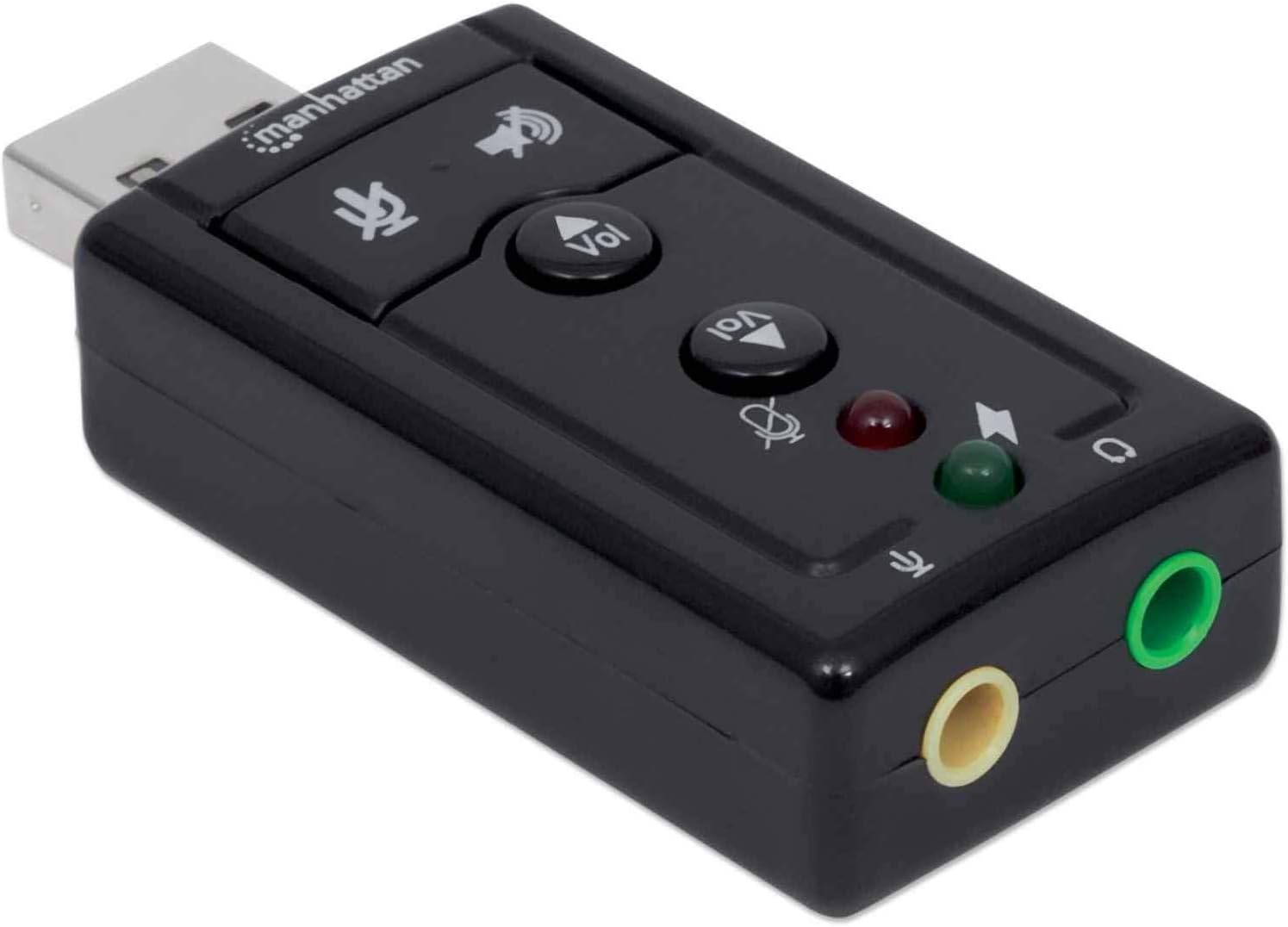 Manhattan USB-A Sound Adapter, USB-A to 3.5mm Mic-in and Audio-Out ports