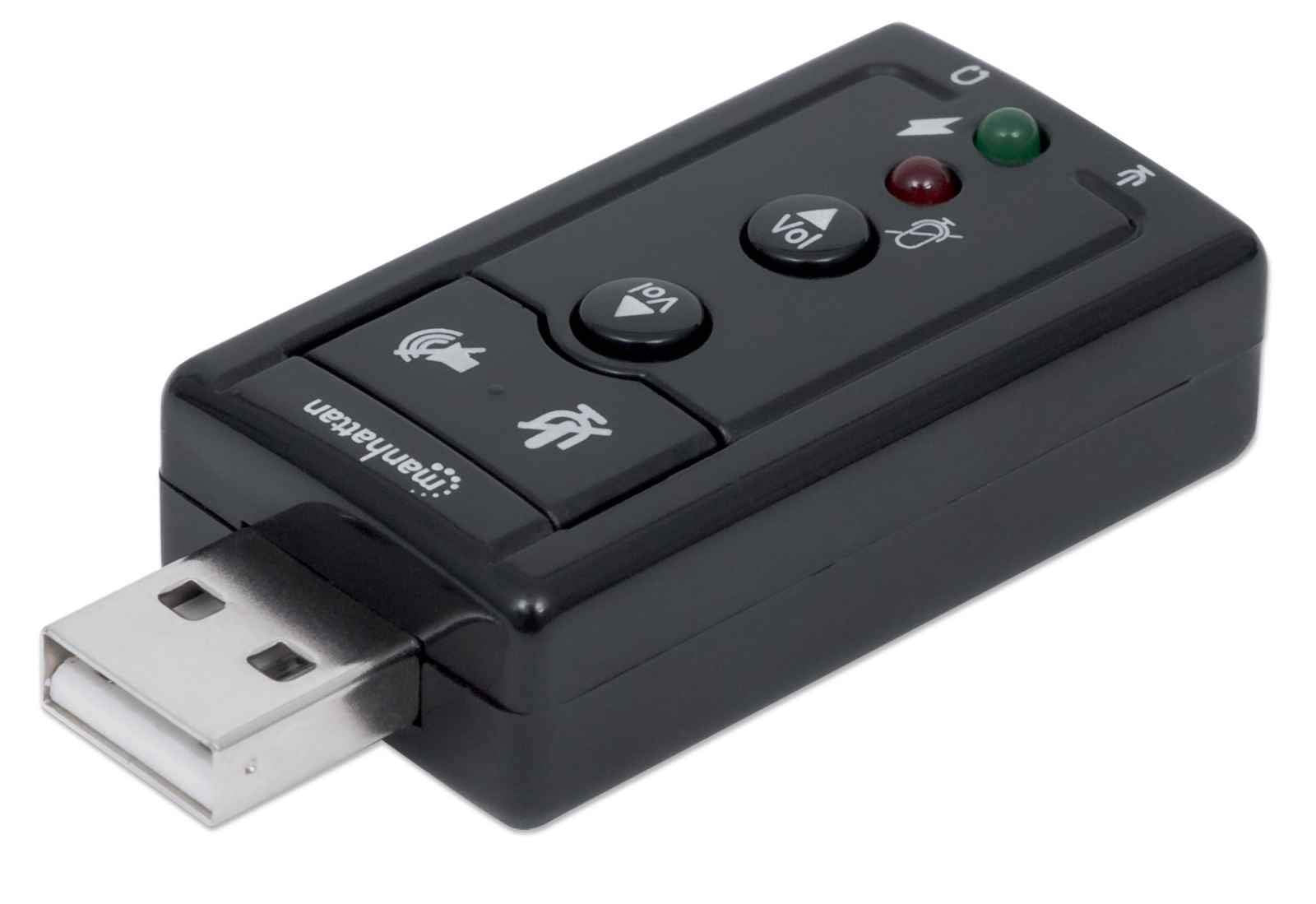 Manhattan USB-A Sound Adapter, USB-A to 3.5mm Mic-in and Audio-Out ports