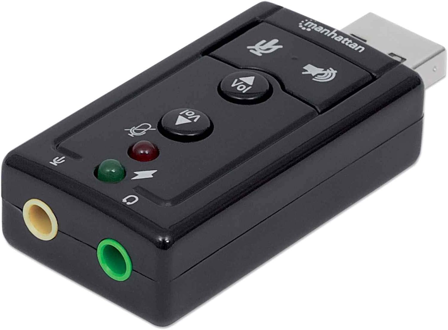 Manhattan USB-A Sound Adapter, USB-A to 3.5mm Mic-in and Audio-Out ports