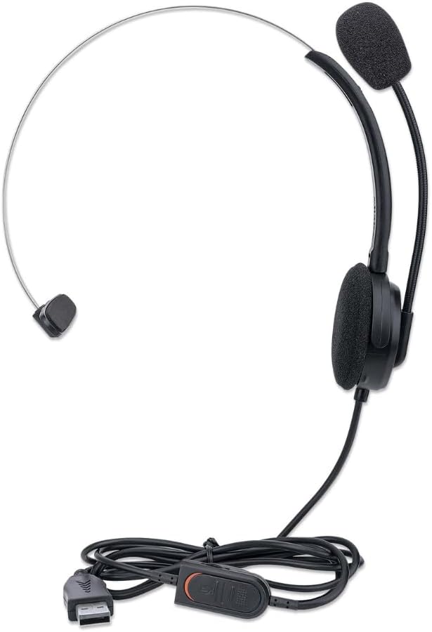 MANHATTAN USB-A HEADSET MONO SINGLE/SIDED VOL/CONTROL ADJMIC IN