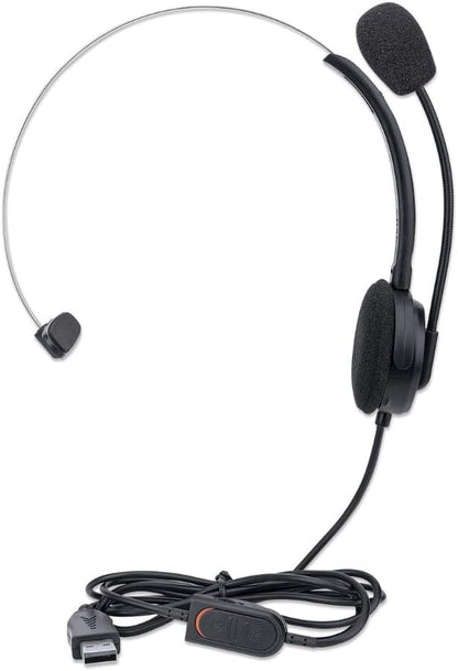 MANHATTAN USB-A HEADSET MONO SINGLE/SIDED VOL/CONTROL ADJMIC IN