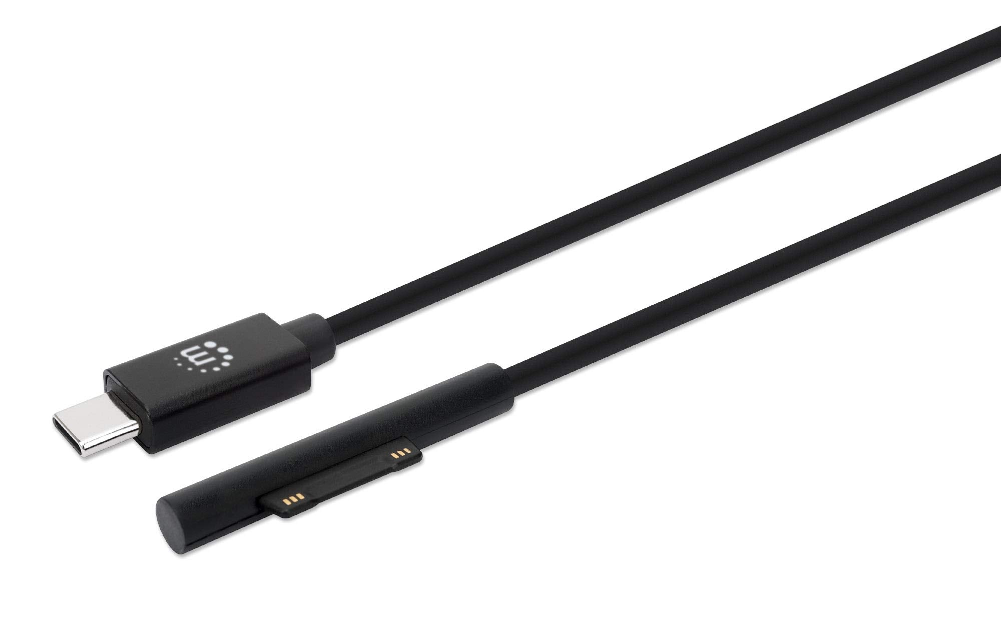 Manhattan USB-C to Surface Connect Cable, 1.8m, Male to Male. 15V/3A, Black, Polybag