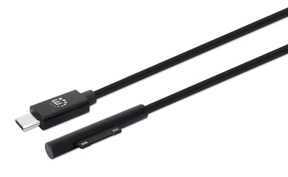 Manhattan USB-C to Surface Connect Cable, 1.8m, Male to Male. 15V/3A, Black, Polybag