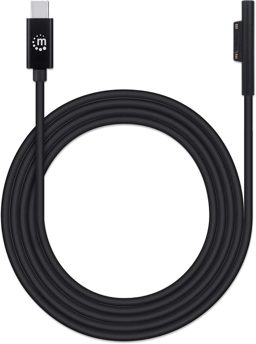 Manhattan USB-C to Surface Connect Cable, 1.8m, Male to Male. 15V/3A, Black, Polybag