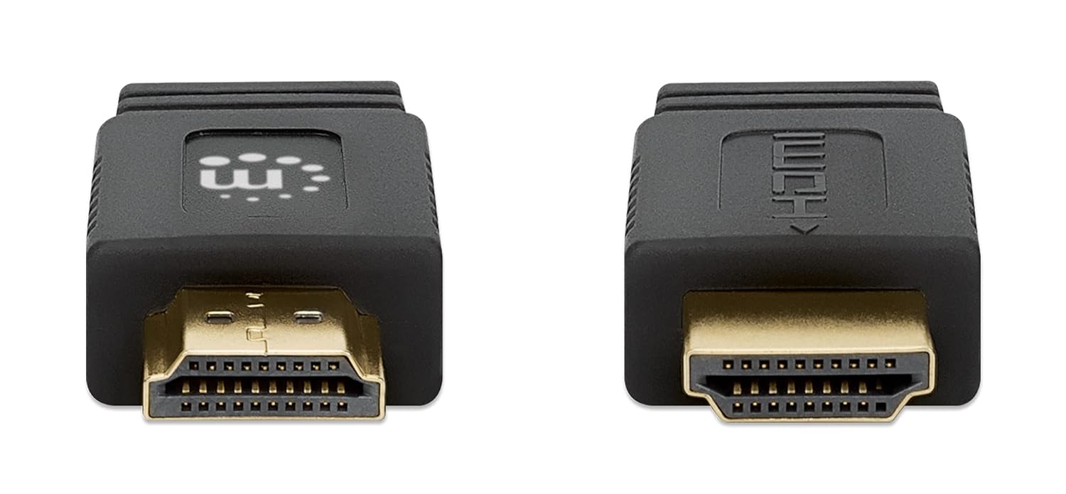 Manhattan HDMI Cable with Ethernet (Flat), 4K@60Hz (Premium High Speed), 0.5m, Male to Male, Black, Ultra HD 4k x 2k, Fully Shielded, Gold Plated Contacts, Polybag