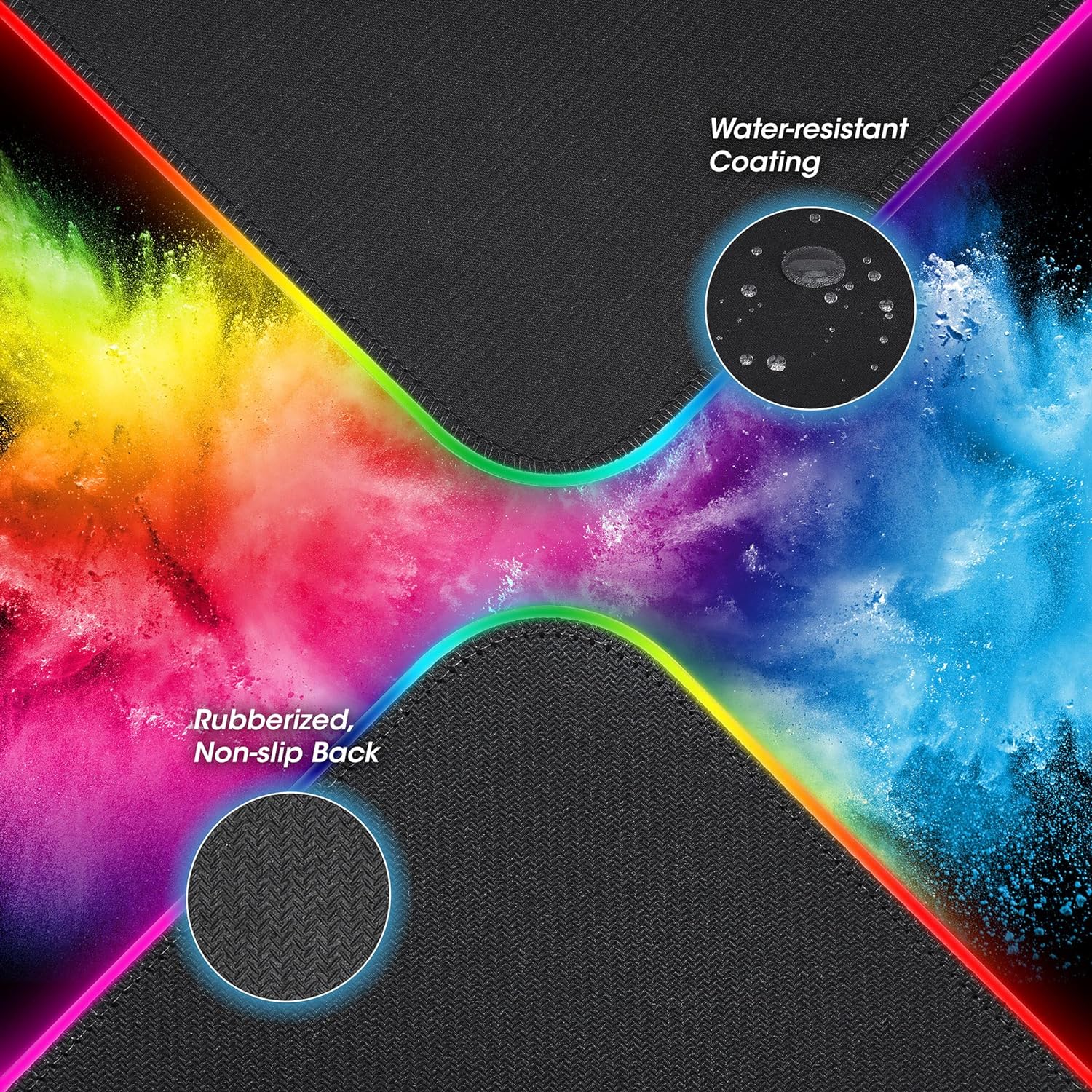 MANHATTAN XXL GAMING MOUSEPAD LED- 800X350X3MM NON SLIP WATER RESIS