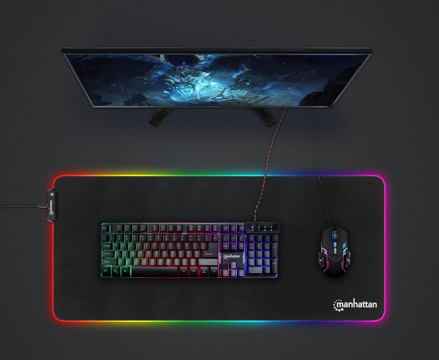 MANHATTAN XXL GAMING MOUSEPAD LED- 800X350X3MM NON SLIP WATER RESIS