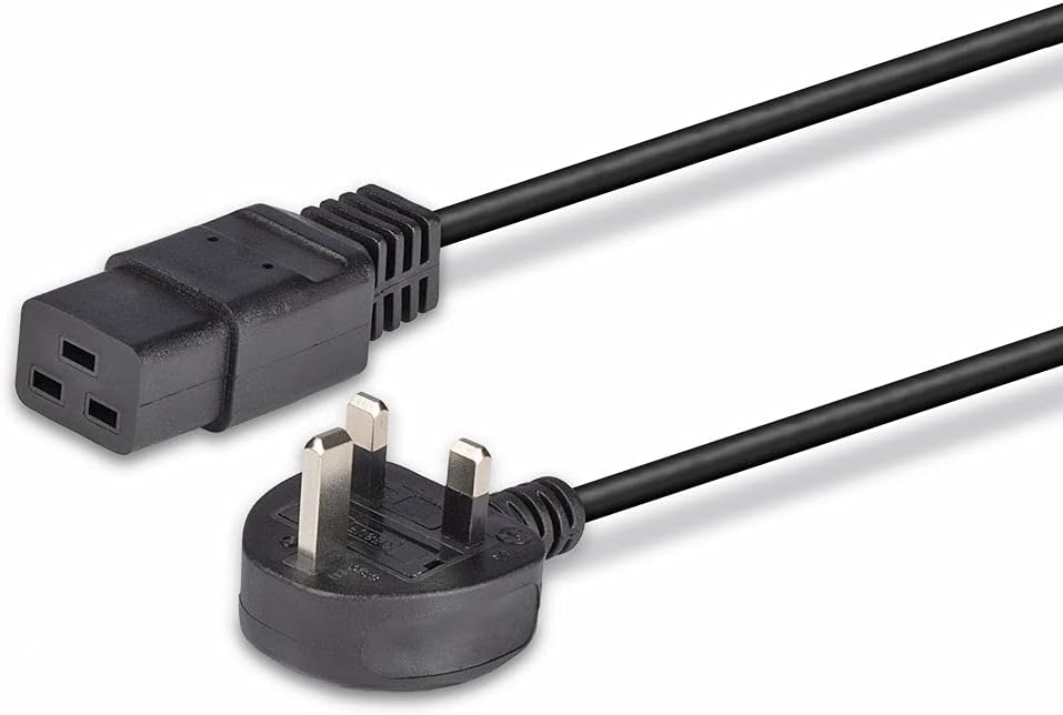 LINDY 30459 2m UK 3 Pin Plug to IEC C19 Power Cable Black
