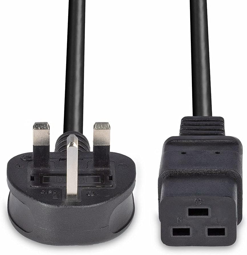 LINDY 30459 2m UK 3 Pin Plug to IEC C19 Power Cable Black