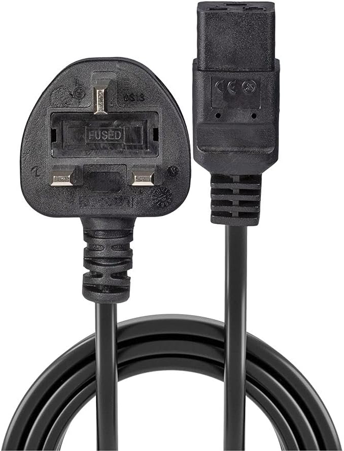 LINDY 30459 2m UK 3 Pin Plug to IEC C19 Power Cable Black