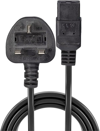 LINDY 30459 2m UK 3 Pin Plug to IEC C19 Power Cable Black
