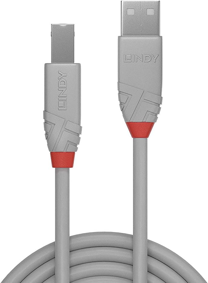 LINDY 36684 USB 2.0 Type A to B Cable - Anthra Line Grey, 3m