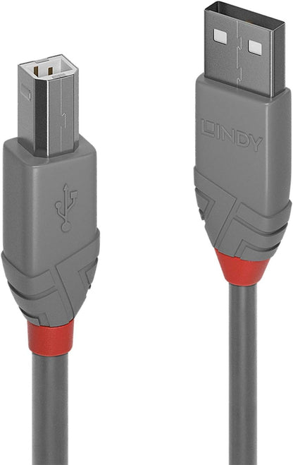 LINDY 36684 USB 2.0 Type A to B Cable - Anthra Line Grey, 3m