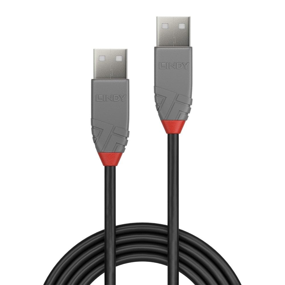 LINDY 36692 USB 2.0 Type A to A Cable, Anthra Line - Black