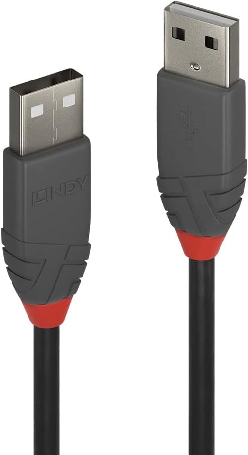 LINDY 36693 USB 2.0 Type A to A Cable, Anthra Line - Black