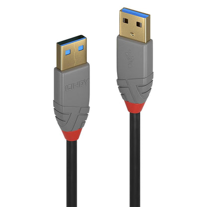 LINDY - Cavo USB 3.2 Tipo A a USB Tipo A, Cavetto USB Anthra Line 0.5 Metri, Tipo Maschio A/A, Velocità di Trasferimento Dati Speed Fino a 5Gbps per Tastiera, Stampante, Fotocamera, Hard Disk