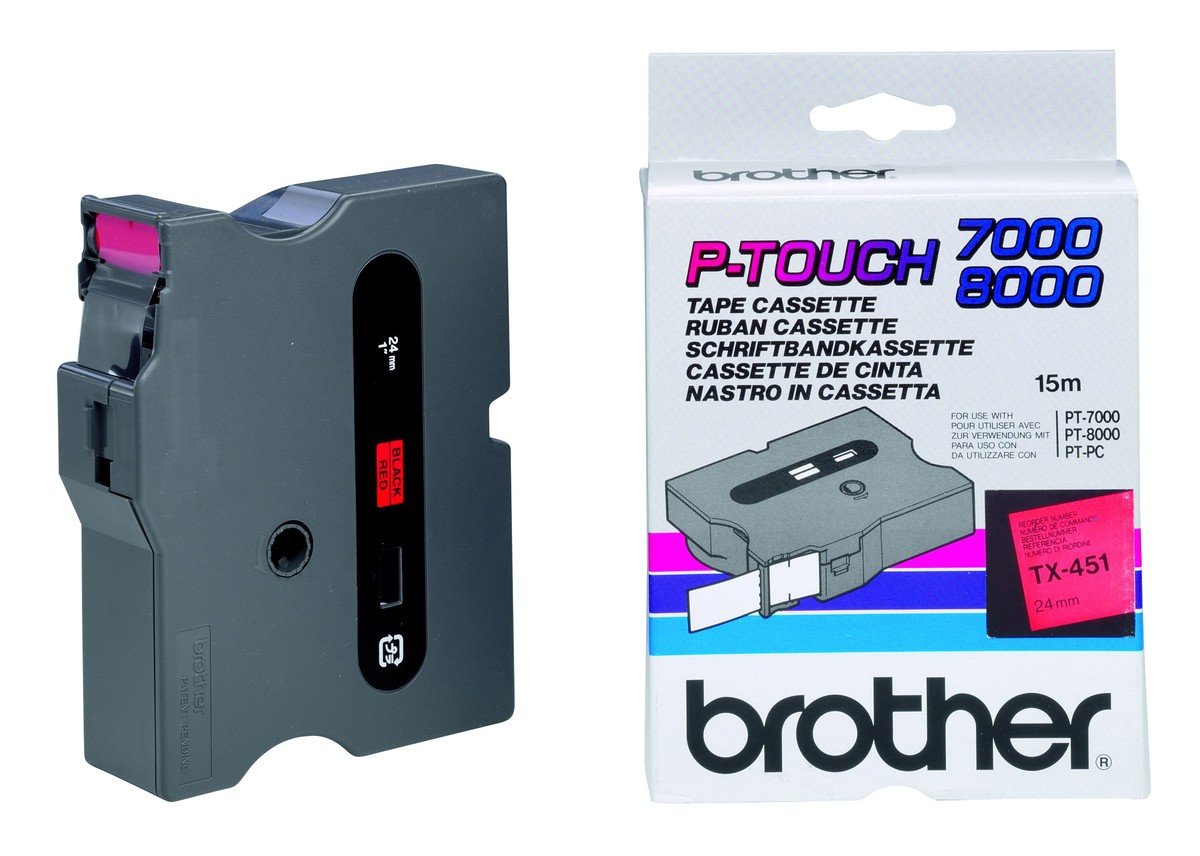 Brother TX - Black on red - Roll (2.4 cm) 1 cassette(s) laminated tape - for P-Touch PT-30, PT-7000, PT-8000, PT-PC
