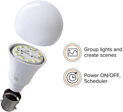 Xiaomi Mi Smart Bulb Warm White LED Light Bulb, 8 W, White, Pack of 1 Mi LED Smart Bulb (Warm White)