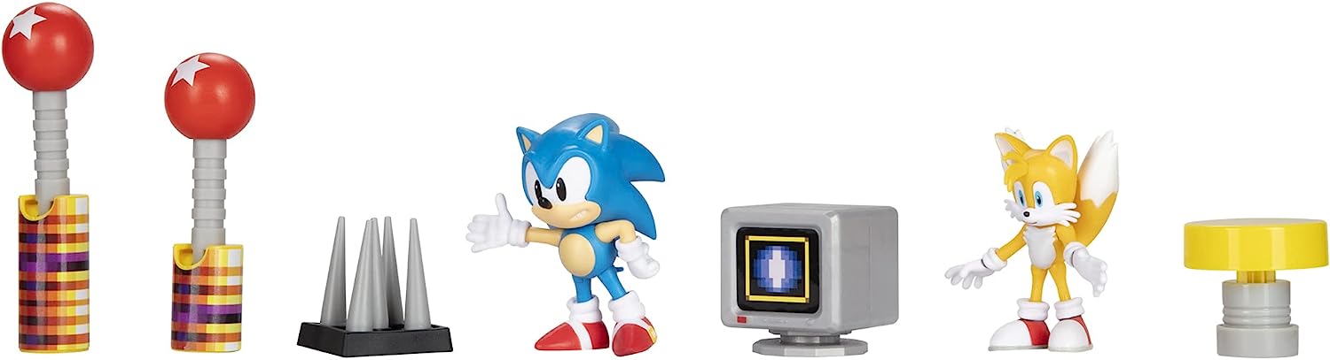 Sonic The Hedgehog 2.5 Inch Diorama Set SONIC and a TAILS Action Figure,for 3 Years old and up, 10 x 2.75 x 7 inches