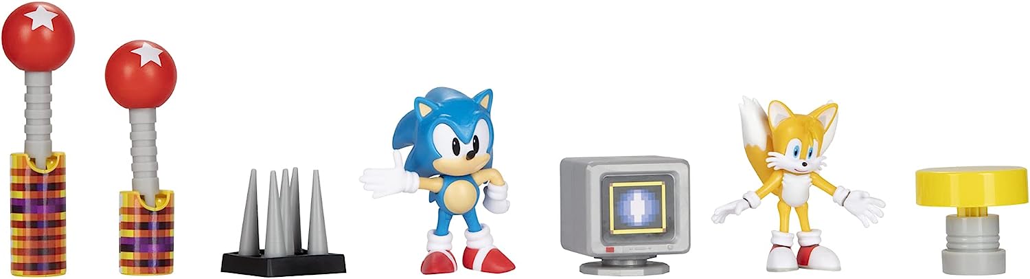 Sonic The Hedgehog 2.5 Inch Diorama Set SONIC and a TAILS Action Figure,for 3 Years old and up, 10 x 2.75 x 7 inches