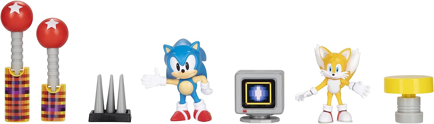 Sonic The Hedgehog 2.5 Inch Diorama Set SONIC and a TAILS Action Figure,for 3 Years old and up, 10 x 2.75 x 7 inches
