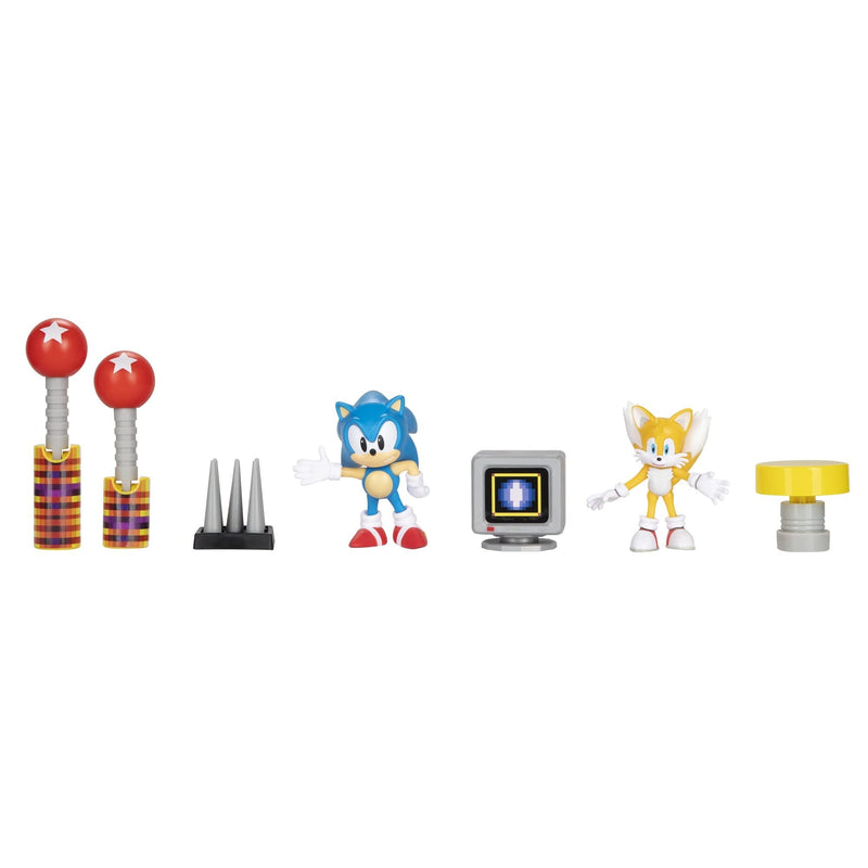 Sonic The Hedgehog 2.5 Inch Diorama Set SONIC and a TAILS Action Figure,for 3 Years old and up, 10 x 2.75 x 7 inches
