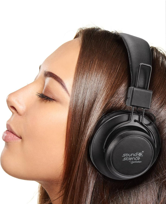 Manhattan Sound Science Bluetooth® On-Ear Headset Headphones 3.5 mm Jack Socket On-Ear Design Black