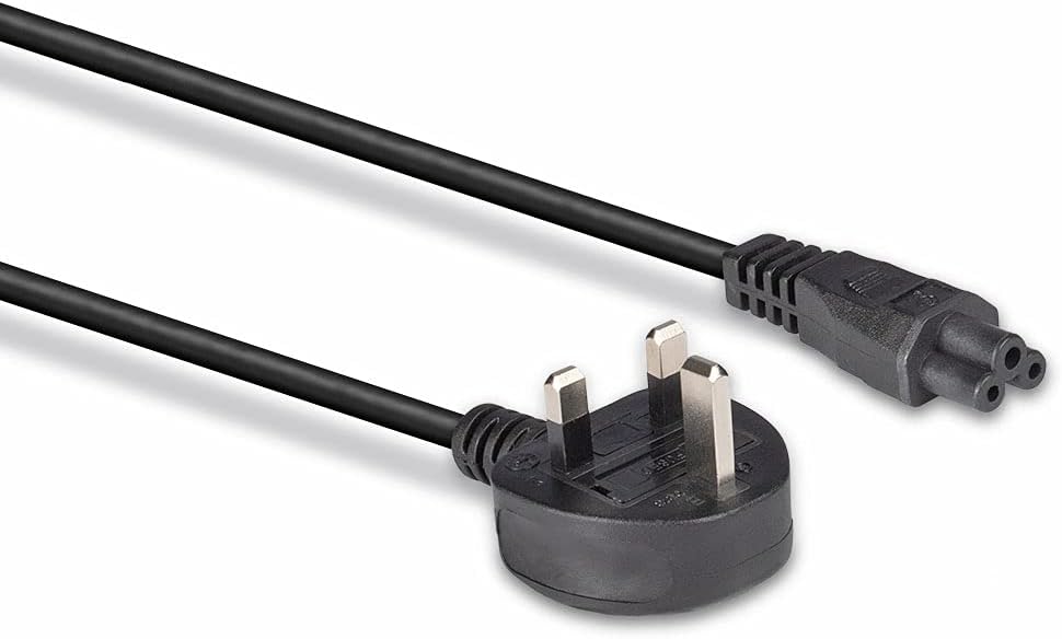 LINDY 30460 1m UK 3 Pin Plug to IEC C5"Cloverleaf" Power Cable, Black (Pack of 2