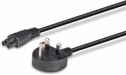 LINDY 30460 1m UK 3 Pin Plug to IEC C5"Cloverleaf" Power Cable, Black (Pack of 2